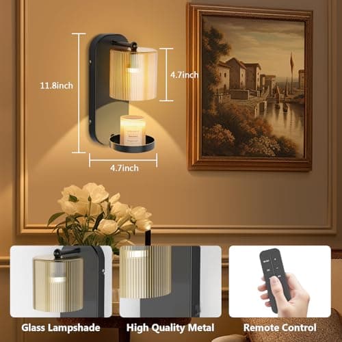Wall Mounted Candle Warmer Lamp with Remote Control, Timer & Dimmer, Flameless Wax Melt Warmer for Jar Candles, Metal Wall Sconce for Home Fragrance & Decorative Lighting view 5