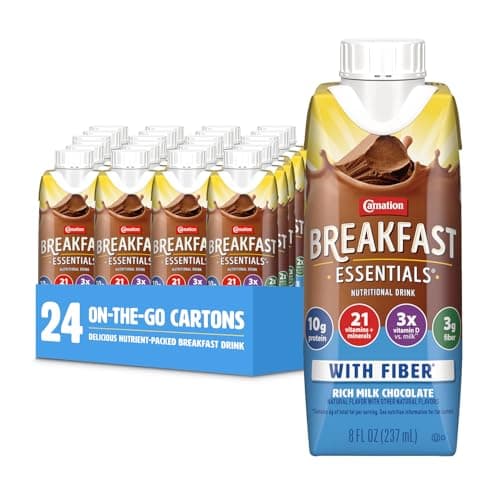 Carnation Breakfast Essentials Ready to Drink with Fiber, Rich Milk Chocolate, 8 FL OZ Carton (Pack of 24) — image 1