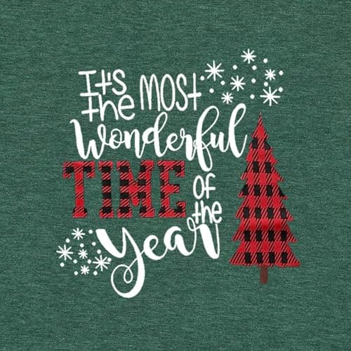 DESFSE Merry Christmas Shirts for Women Christmas Short Sleeve Tshirt Xmas Buffalo Plaid Tree Cute Graphic Print Tee Tops view 2