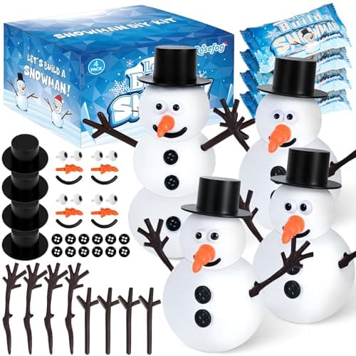4 Pack Christmas Crafts, Air Dry Clay Snowman Kit for Winter Event Games | Toddler Craft Supplies, Build a Snowman Kit, Christmas Stocking Stuffers, Xmas DIY Winter School Family Party Supplies — image 1