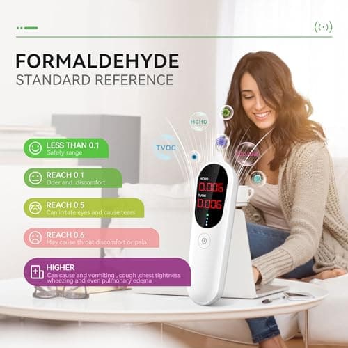 Air Quality Monitor,Indoor Formaldehyde Detector, TVOC Tester for Indoor Air Pollution Detection - Confined Space Test Air Quality for Home,Office and Various Occasion (Black) view 5