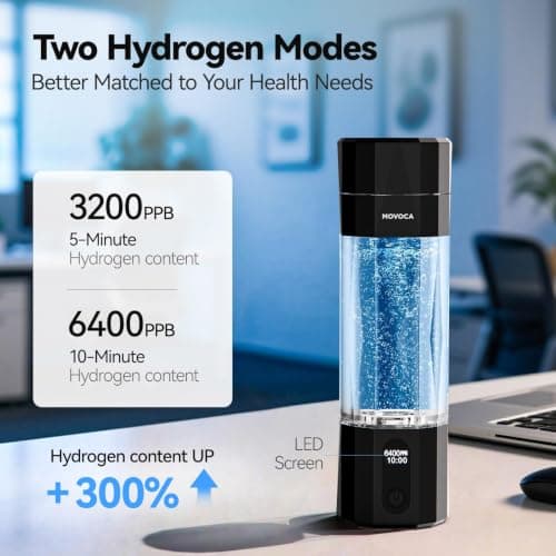 Upgrade Hydrogen Water Bottle, 6400PPB Hydrogen Water Generator (Black) | SPE PEM Tech, 7OZ Food-Grade PC Hydro Water Machine, Health Care Gifts for Husband, Wife, Family, Friends, Travel view 3
