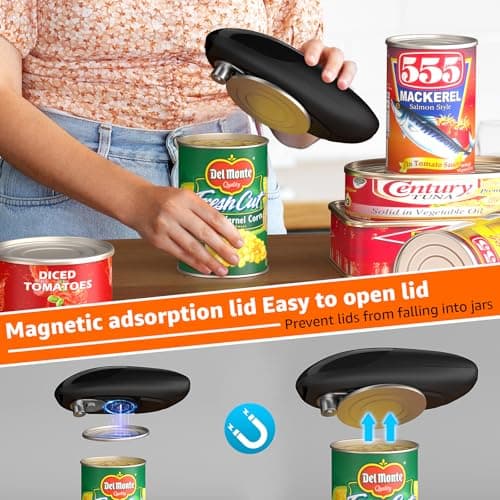electriccan opener, automatic can opener, one-button operation, with smooth edge design suitable for the elderly, portable kitchen tool, suitable for most can sizes. view 5
