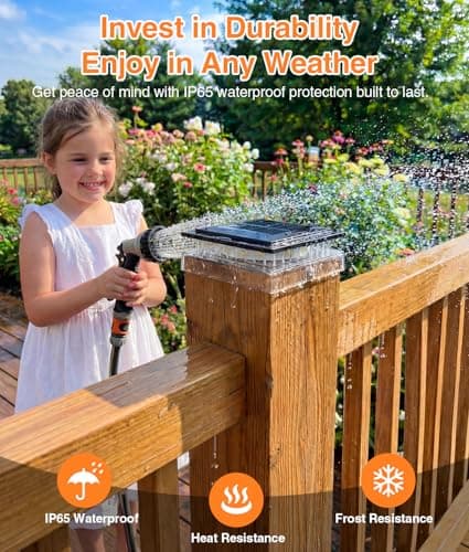 ENSLI 4x4 Solar Post Cap Lights Outdoor, 6 Pack Fence Post Solar Lights with Warm Light Mode, Waterproof Fence Deck Post Lights Solar Powered Fits 4x4 3.5x3.5 Vinyl Wooden Posts for Patio Porch view 3