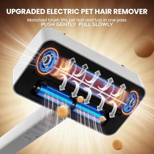 Quamkar Pet Hair Remover for Carpet, Reusable Pet Hair Remover, 44 Inch Adjustable Handle, Electric Dog Cat Hair Removal Tool for Couch, Carpet view 2