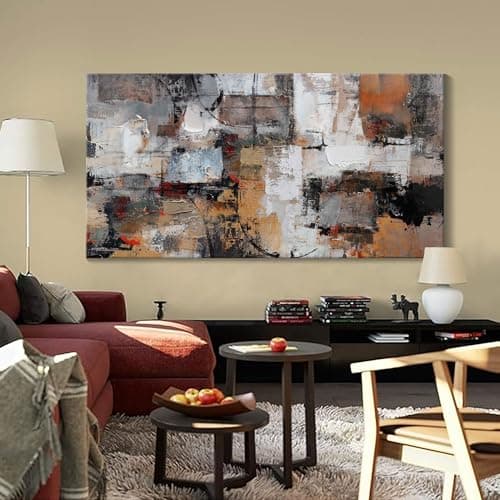 Wall Art for Living Room - Abstract Canvas Wall Decor, Modern Minimalist Painting in Black and White - Framed pictures for Bedroom, Office Artwork, Brown Bedroom Wall Decor Above Bed 29×58IN view 1