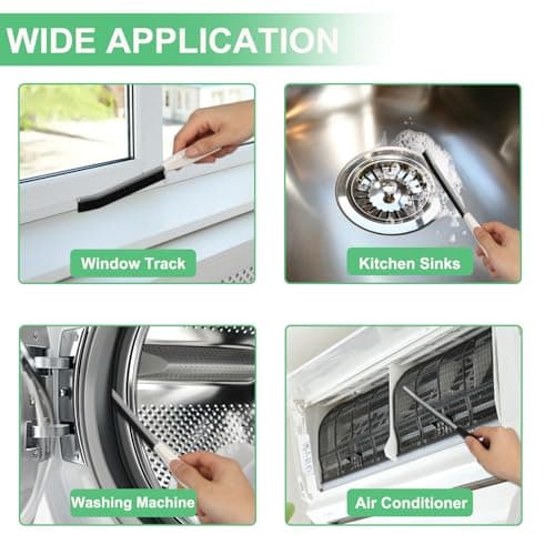 Crevice Cleaning Brush,Hard Bristle Cleaning Supplies,Grout Scrub Brushes with Clip for Clean Tile Floor,Gap, Bathtub, Sink, Window,Household Cleaning Tools,Home Essentials(3PCS DarkBlack White) view 2