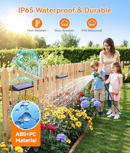 KOOPER Solar Fence Lights Outdoor Waterproof, 8 Pack Warm White & 9 Fixed Colors & Color Changing Fence Lights Solar Powered, Solar Lights Outdoor Fence for Outside Backyard Railing Patio Wall Deck view 4