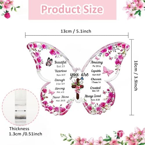 YXOTJHS Christian Gifts for Women, Butterfly Inspirational Gifts for Friends, Religious Spiritual Gifts for Her Mom Girl Coworker Sister, Birthday Gift for Women - Acrylic Plaque view 3