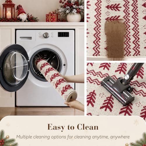 Christmas Door Mat Indoor Entrance Dirt Trapper Doormat,White&Red,17"x30" view 6