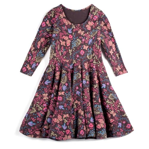 Mightly Girls’ 3/4 Sleeve Skater Dress | 95% Organic Cotton, Twirl Dress w/Pockets for Toddler & Kids, Fair Trade Certified — image 1