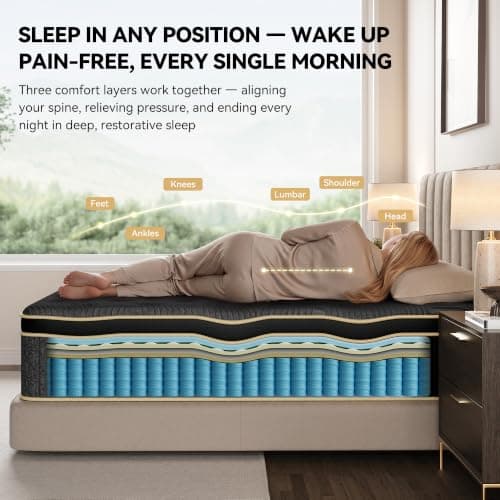 Mattress Queen Size, 12 inch Queen Hybrid Mattress in a Box, Medium Firm | with Gel Memory Foam & Pocket Coils, Motion Isolation, Breathable Cooling Cover, Back Pain Relief & Edge Support, Euro Top view 4