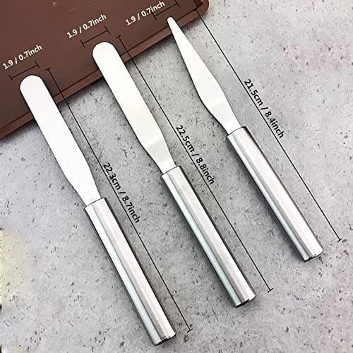 3 pack Cake Decorating Icing Spatulas Stainless Steel, Icing & Decorating Spatulas, Lightweight & Flexible Offset Spatula, Angled Frosting Spatulas for Cake Decorating, Baking view 6