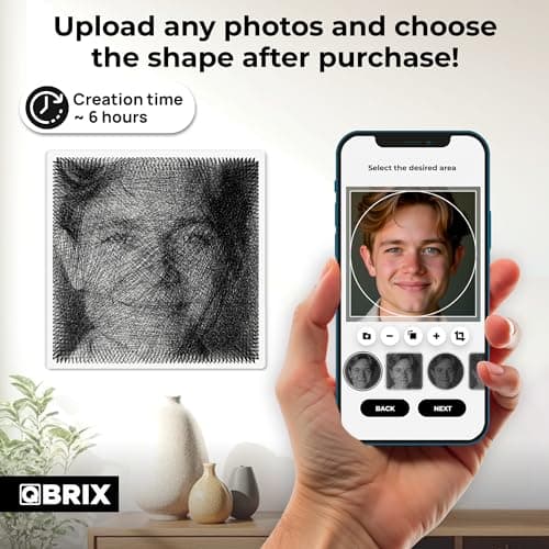 QBRIX Custom String Art Kit | DIY Craft Kit for Adults for Handmade Home Décor Creation | All-in-One Photo String Art Maker | Round or Square Portrait view 3