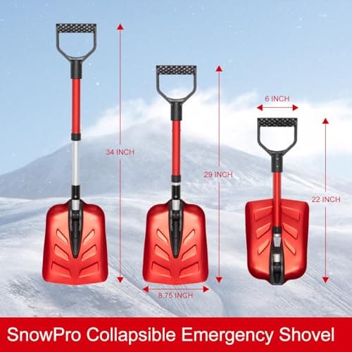 SnowPro Snow Shovel for Car, Fast Folding and Telescoping Design for Emergency Snow Removal - Compact Snow Shovel Kit - Collapsible and Portable Utility Shovel for Camping Hiking view 3