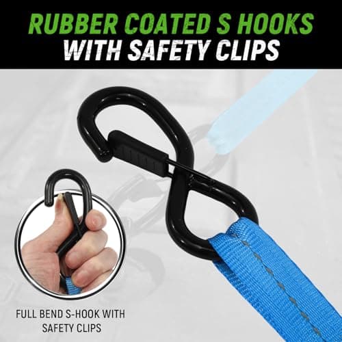 Retractable Ratchet Straps(4 Pack) - 1in x 10ft Self Retracting Ratchet Straps with Soft Loops, 1,500 lbs Break Strength Retractable Tie Down Straps, Easy Retract for Motorcyle, Cargo, Truck, Trailer view 3