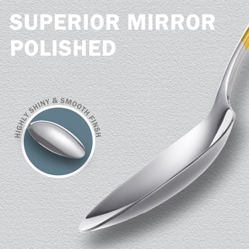 Runfly 20 Piece Hammered Gold Silver Silverware Set, 18/10 Stainless Steel Flatware Set, Modern Kitchen Utensil Set Service for 4, Tableware Set, Cutlery Set Including Fork Spoon and Knife view 4