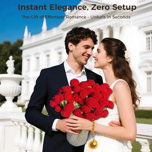 Henpon Mother’s Day Gifts for Mom, Hand-Crocheted Rose Bouquet Blanket 43 Inch - Soft Floral Throw, Forever Rose Gift for Women Anniversary Birthday Valentine’s Day view 2