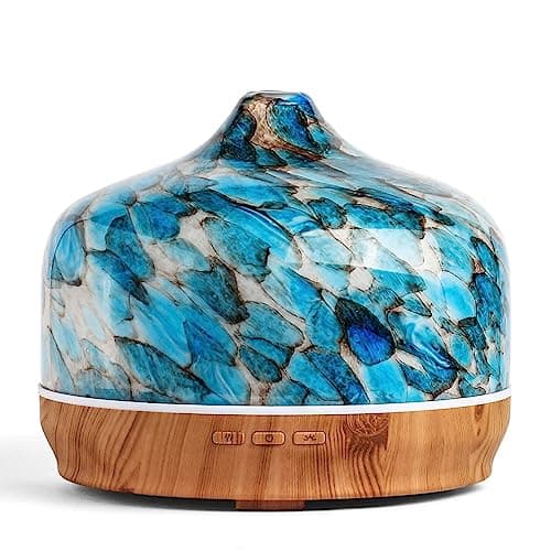 Porseme 500ml Essential Oil Diffuser Glass Color Changing Aroma Air Diffusers Aromatherapy Ultrasonic Cool Mist Humidifier 15-21 Running Hours Waterless Auto-Off for Sleeping Yoga Office (Light Blue)