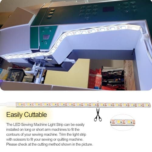 Hanbaak Sewing Machine LED Light Strip, Adhesive LED Sewing Strip Light with Touch Dimmer, 11.8in Sewing Light Strip and 6.6ft USB Cable, Cold White 6500K view 4