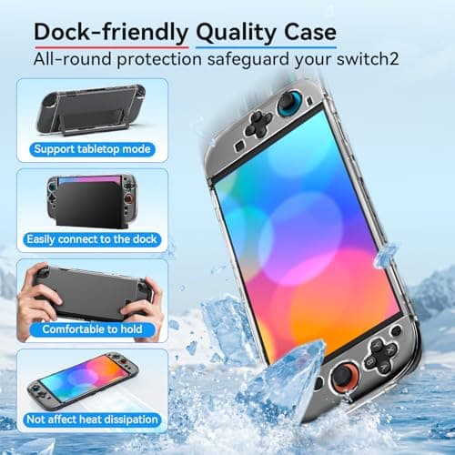 Switch 2 Accessories Bundle for Nintendo Switch 2 2025 Console, 16-in-1 Kit:Carrying Case,Dockable Protective Shell,Grip for Joycon, for Game Boy Advance Games view 5