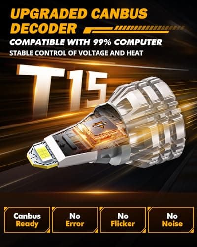 Auxbeam Upgraded 921 Bulb for Backup Reverse Light, 44W 6000 Lumens 500% Extremely Bright 912 W16W T15 Bulbs, Error Free, Pack of 2 view 3
