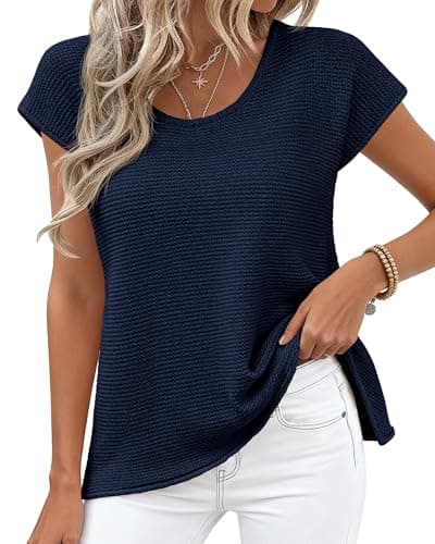 BTFBM Sweater Vest Women 2026 Spring Summer Cap Sleeve Crew Neck Casual Loose Business Tops Western Vacation Outfits view 5
