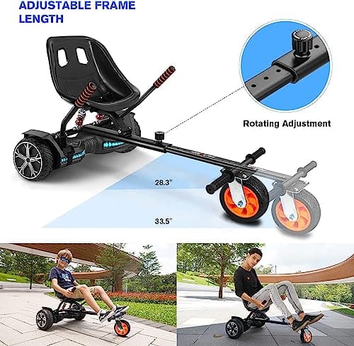 Flytraks K2 Self-Balancing Scooter Go Kart with Rear Shock Absorption, Balancing Scooter Seat Attachment for 6.5" 8" 10" Tires, Adjustable Length & Off-Road Wheel（ (Not Including Balancing Scooter) view 3