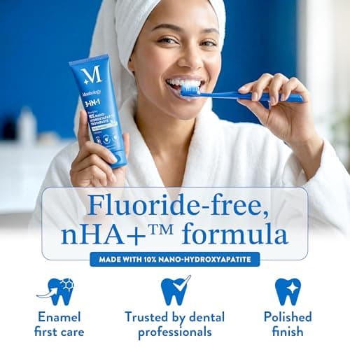 Mouthology 10% Nano Hydroxyapatite Toothpaste Fluoride Free, Whitening*, Rod Shaped nHa, Xylitol Toothpaste for Adults, Enamel Care*, Sensitive Teeth*, SLS Free, Mint 4oz (USA Made) Package May Vary view 3