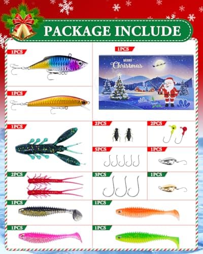 UCEC Fishing Lures Tackle Box with Tackle Included, Fishing Kit with VIBs, Minnows, Frogs, Soft Baits & Hooks, Freshwater Lure Kit for Bass Walleye Trout, Mens Fishing Gifts, Ideal for Father's Day view 2