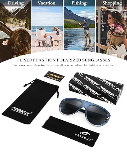 FEISEDY Retro Polarized Aviator Sunglasses for Men Women Trendy 70s Vintage Plastic Frame Sun Glasses B4150 view 6