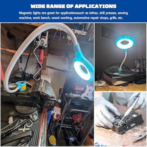 Magnetic LED Work Light, AMAZING POWER Flexible Ring-Shape Sewing Lamp for Workshop Sewing Machine Workbench Lathe Drill Press view 4