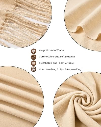 fauson Winter Scarf for Women - Soft Shawl Wraps Winter Scarves with Tassel view 5