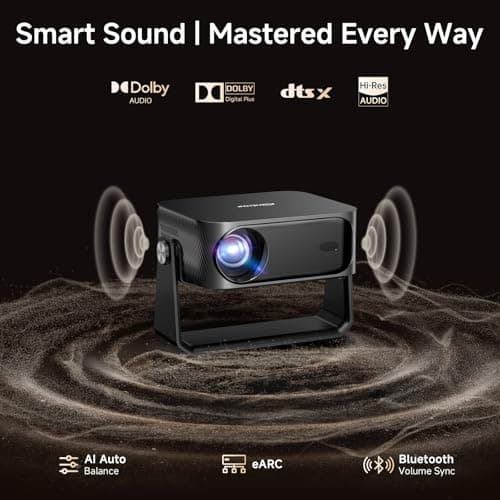 [2000 ANSI/Auto Focus & Keystone/Built-in APP] 4K Outdoor Projector with Wifi and Bluetooth, Smart Portable Projector with Built in Apps YouTube/PrimeVideo & Dolby, Home Theater Projector with HDR10+ view 4