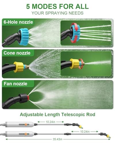 Battery Powered Garden Sprayer 2 Gallon, Electric Pump Sprayer with 3 Mist Nozzles, Rechargeable Handle, Telescopic Wand, Adjustable Strap, Water Spray Weed Sprayer for Lawn, Garden, Yard, Plants view 5