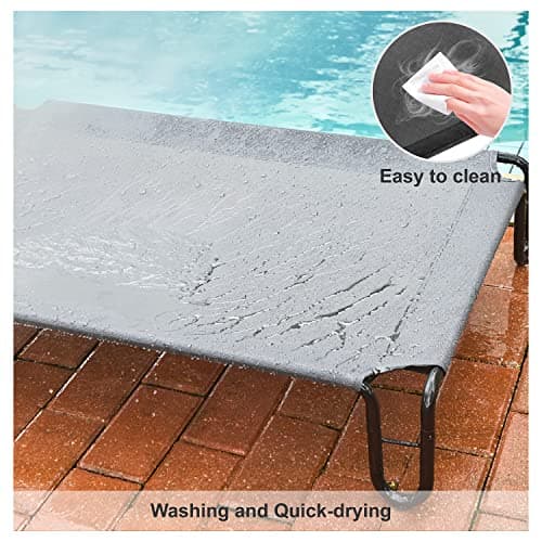 Pettycare Elevated Outdoor Dog Bed - Medium Dog Cot, Waterproof, Cooling, Non Slip, Up to 40 lbs, Grey view 6