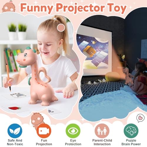 Dinosaur Drawing Projector Toys for Ages 5-7: KETIEE Tracing and Drawing Projector for Kids with Two Projector Heads, Smart Art Sketcher Projector with 96 Stencils, Toddler Toys for Girls (Pink) view 4