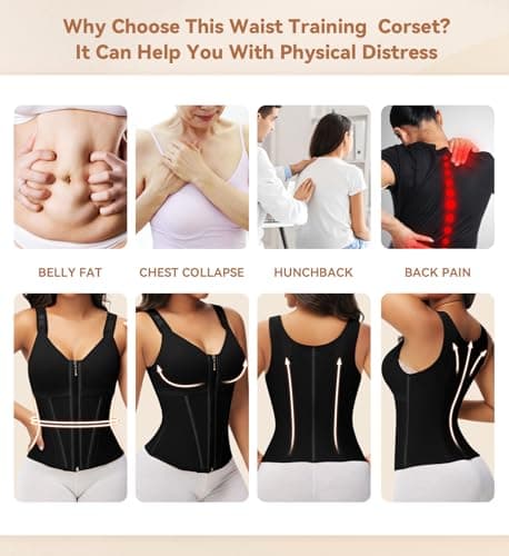 SHAPSHE Waist Trainer Corset for Women Tummy Control Sport Workout Body Shaper Vest for Women Postpartum Gym Zipper and Hooks view 5