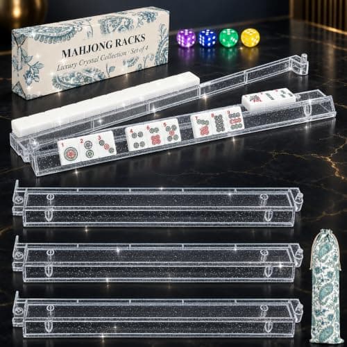 Mahjong Racks with Pushers Set of 4, Non-Slip 17.5" Mahjong Pushers, Glitter — image 1