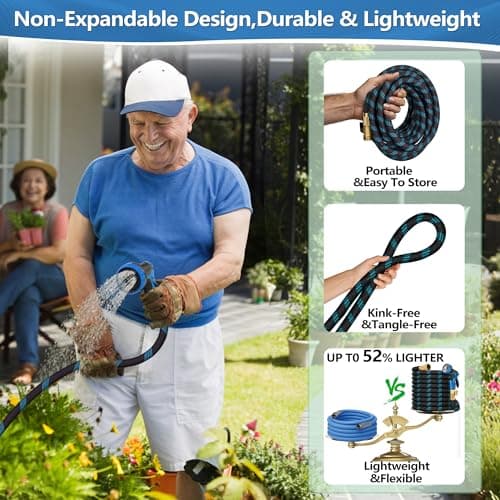 100 FT Non-Expandable Garden Hose, 2026 New Upgraded Flexible Water Hose, Ultra Lightweight Non-Expanding hoses with 10 Function Sprayer, Leak proof, Pressure Resistant for Yard, Outdoor view 4