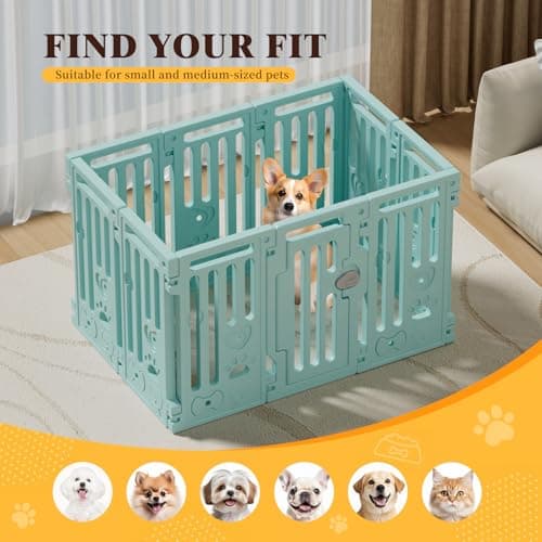 25.5" Dog Playpen 9+1 Panel Plastic Puppy Playpen for Small/Medium Dog Foldable Portable Pet Fence with Door view 5