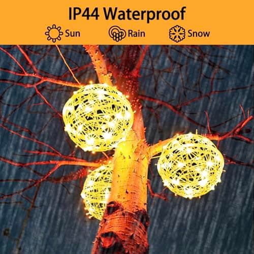 WISEgham Christmas Ball Lights - Outdoor Tree Globe String Lights, 8 Modes Waterproof Sphere Lantern Lights, Christmas Decor for Tree Garden Porch (Warm White, 5pack) view 4
