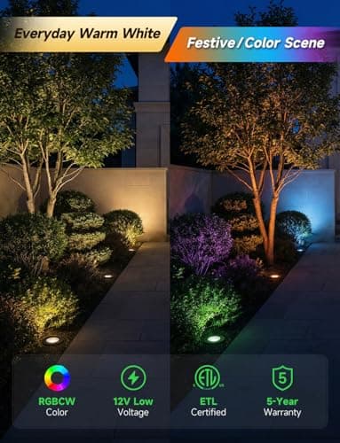 Varmtalys Smart 12V Low Voltage Landscape Lighting for Pathway, Outdoor RGBCW In-Ground Well Lights, App & Remote Control, Replaceable Bulb, IP65 Waterproof, Transformer and Wire Not Included, 4 Pack view 2