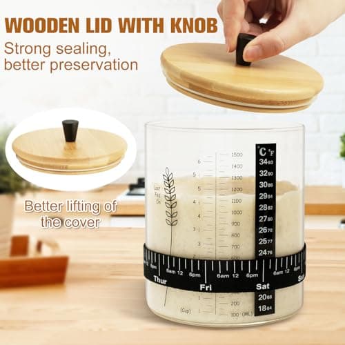 Rakovar 50oz Sourdough Starter Jar Kit, Wide Mouth Sourdough Container, Extra-Large Capacity Sourdough Jar for Sour Dough Bread, Sourdough Starter Kit(1Pack) view 6