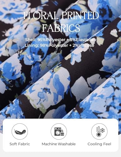 GRACE KARIN Womens Boho Tops Dressy Casual Ruffle Blouses Blue Black L | Flutter Sleeve Floral Shirts, V Neck Summer Fashion Clothes, Business Work Tops view 6