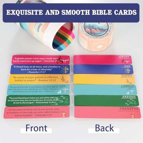 Bible Verse Jar for Women - 60 Scripture Bright Color Cards for 6 Emotions Echoes of The Heart, Birthday Gifts for Women, Birthday Gift, Bible Verse Cards, Scriptures Prayer Paper Jar view 2