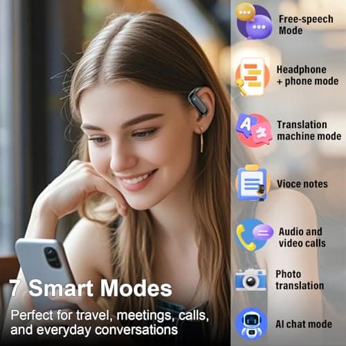 DUSONLAP Ai Translation Earbuds Real Time,164 Languages Translator Earbuds | 6 Translation Modes/No Subscription,Audio and Video Calls Translator Headphones,Audifonos Traductores Inglés Español view 3