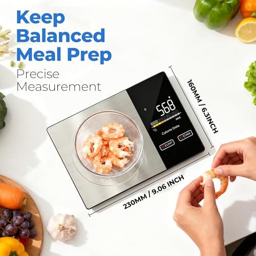 WARMKEY Smart Nutrition Food Scale - Digital Kitchen Scale with Nutritional Calculator App,Tare Function,Track Calories &24 Nutrients,11lb, Grams/Ounces, Healthy Eating & Meal Prep view 2
