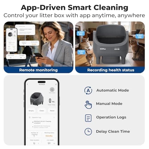 Self-Cleaning Cat Litter Box, Open-Top Automatic Litter Box with APP Control, Odor-Control & Low-Noise Design, Large Capacity, Safe for Multiple Cats view 3