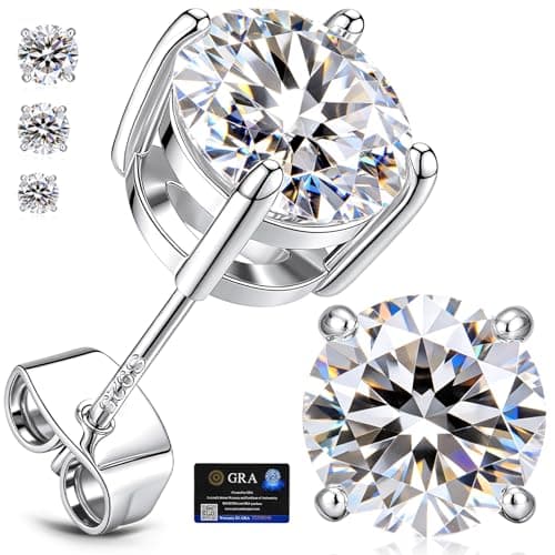 adoyi Moissanite Diamond Stud Earrings for Women 925 Sterling Silver Post 18K Gold Plated Earring Hypoallergenic Dainty Flat Back Stud Earrings Jewelry for Women D Color VVS1 Clarity 1.0CT-2.0CT — image 1